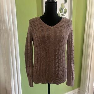 St John’s Bay preppy neutral brown cable knit sweater
